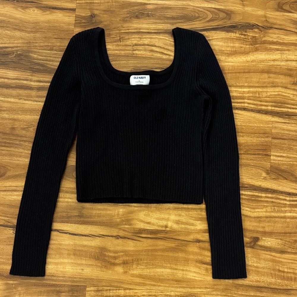 Old Navy Women's Black Ribbed Long sleeve